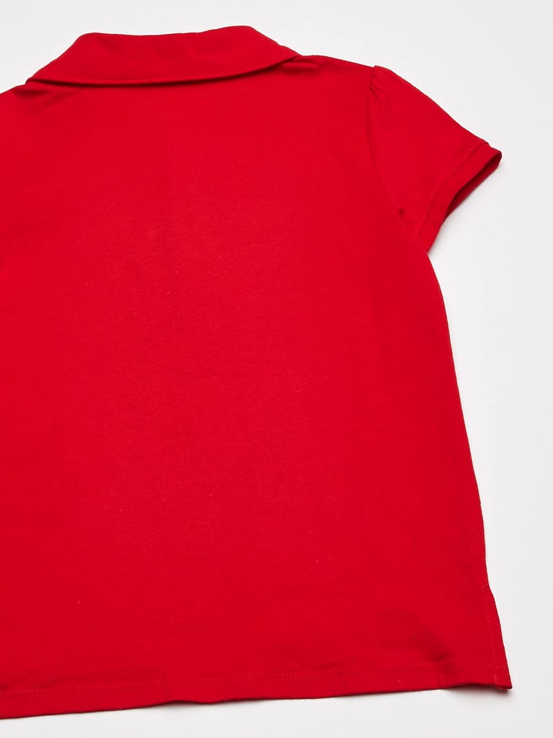 OshKosh B'Gosh Girls' Little Short-Sleeve Uniform Polo, Ruby Red, 8 - Image 4